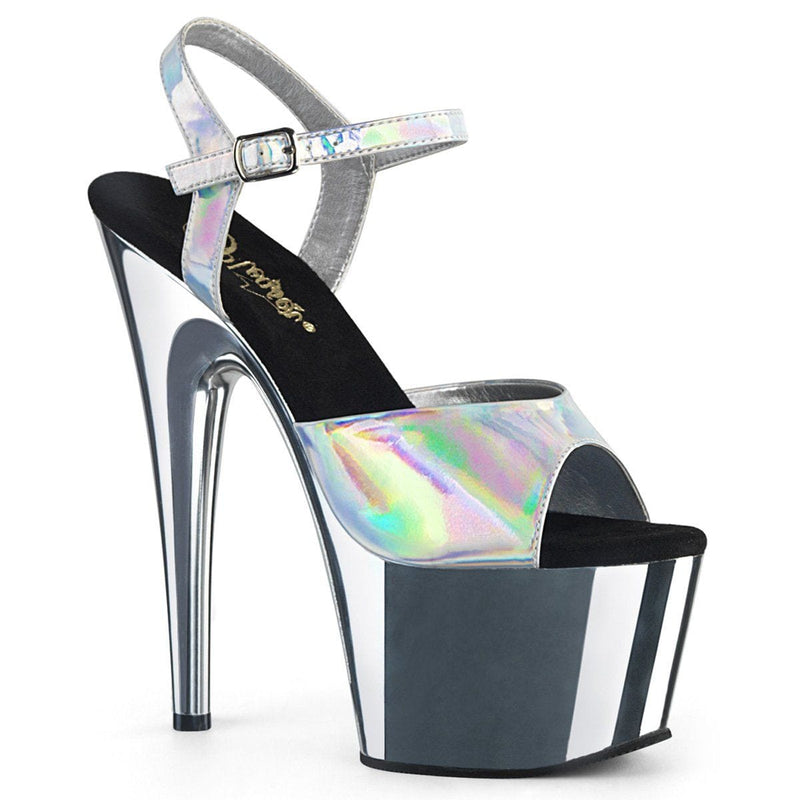 Pleaser ADORE-709HGCH Platform Sandal (Silver Hologram/Silver Chrome)