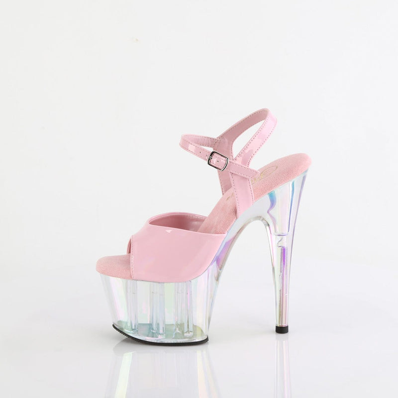 Pleaser ADORE-709HT Platform Sandal (Baby Pink Holo/Holo Tinted)