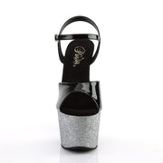 Pleaser ADORE-709OMBRE Platform Sandal (Black Patent/Silver-Black Ombre)
