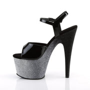 Pleaser ADORE-709OMBRE Platform Sandal (Black Patent/Silver-Black Ombre)
