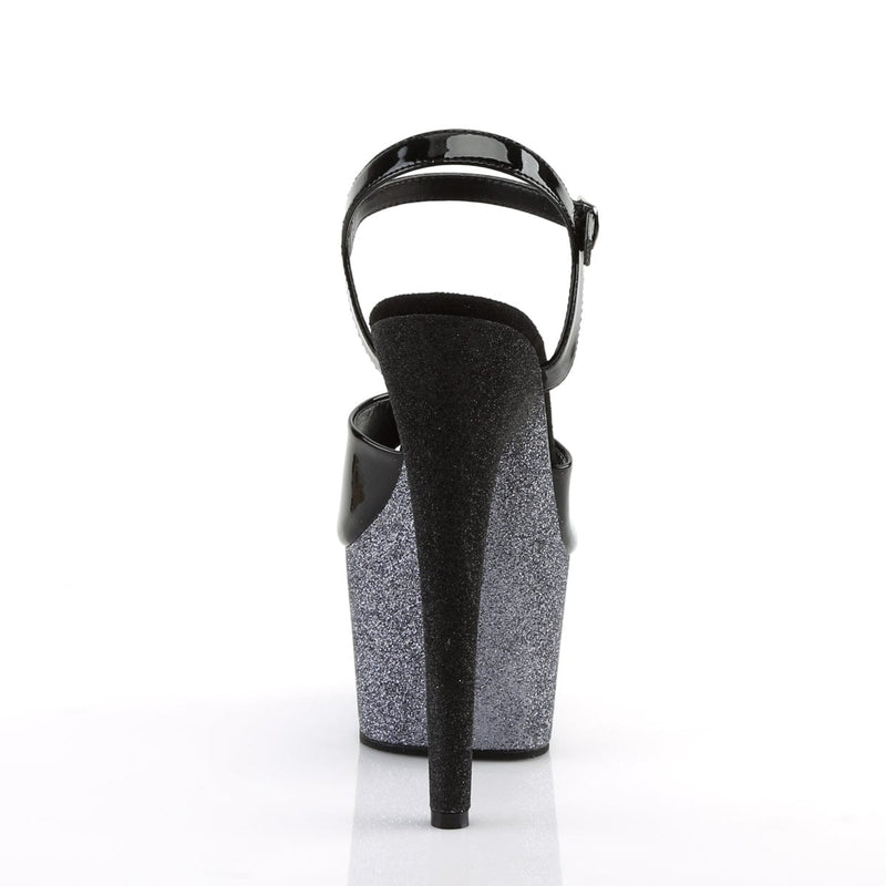 Pleaser ADORE-709OMBRE Platform Sandal (Black Patent/Silver-Black Ombre)