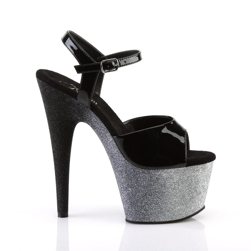 Pleaser ADORE-709OMBRE Platform Sandal (Black Patent/Silver-Black Ombre)