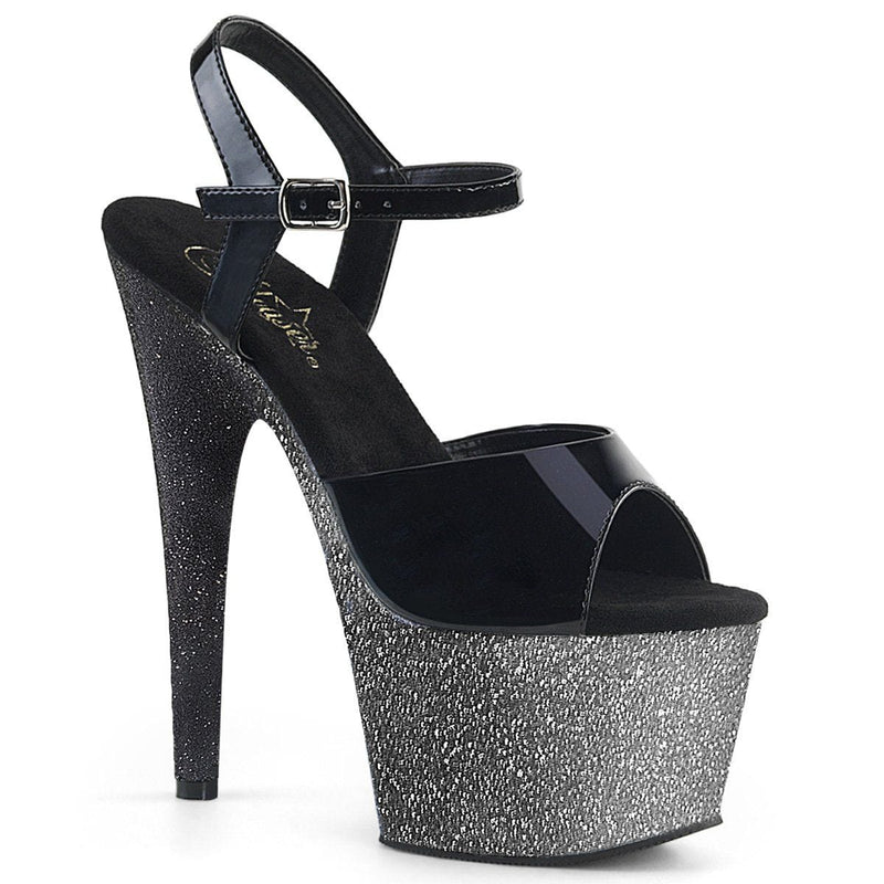 Pleaser ADORE-709OMBRE Platform Sandal (Black Patent/Silver-Black Ombre)