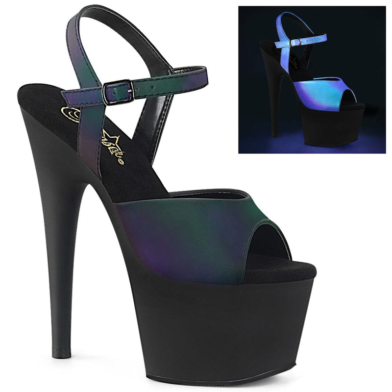 Pleaser ADORE-709REFL Platform Sandal (Green Multi Reflective/Black Matte)