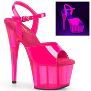 Pleaser ADORE-709UVT Platform Sandal (Neon Hot Pink Patent/Hot Pink Tinted)