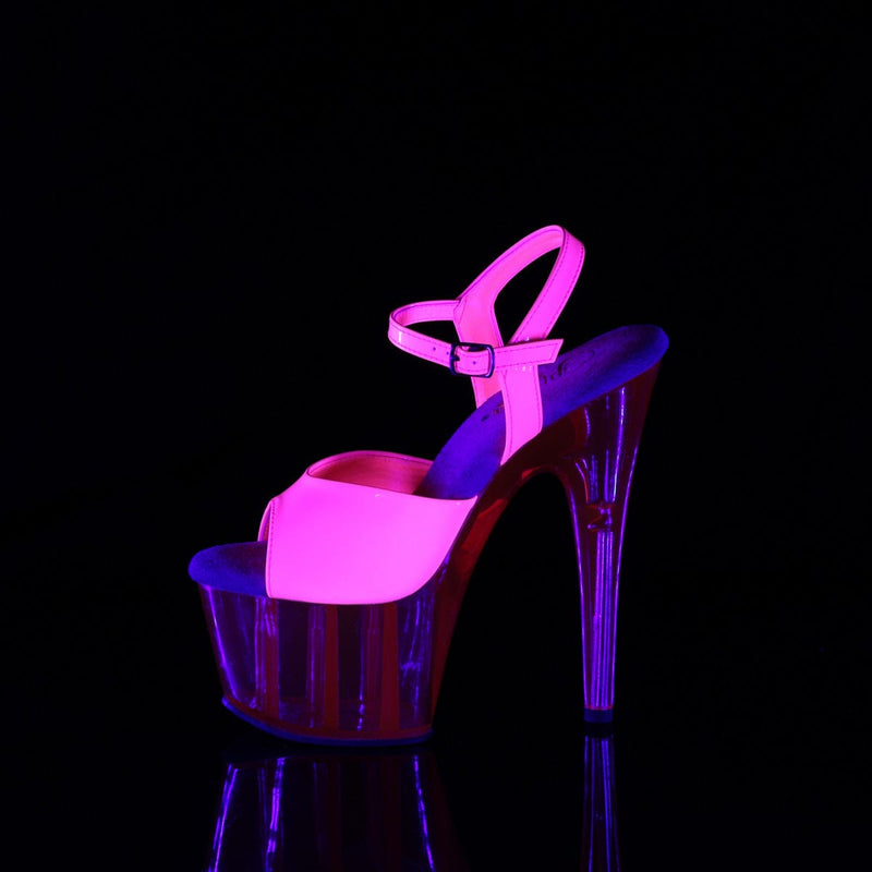 Pleaser ADORE-709UVT Platform Sandal (Neon Hot Pink Patent/Hot Pink Tinted)