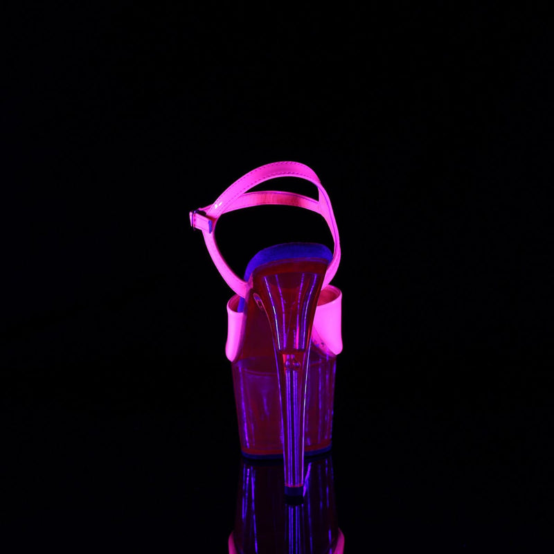 Pleaser ADORE-709UVT Platform Sandal (Neon Hot Pink Patent/Hot Pink Tinted)