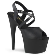 Pleaser ADORE-724 Platform Sandal (Black Faux Leather/Black Matte)