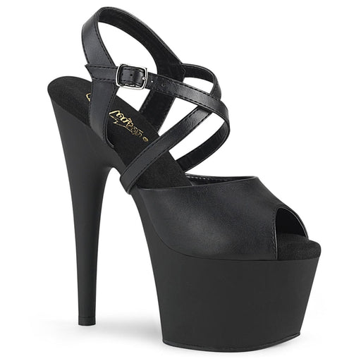 Pleaser ADORE-724 Platform Sandal (Black Faux Leather/Black Matte)