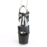 Pleaser ADORE-724 Platform Sandal (Black Faux Leather/Black Matte)