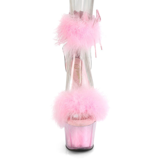 Pleaser ADORE-724F Platform Sandal (Clear-Baby Pink Fur/Baby Pink Fur)