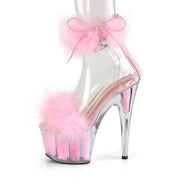 Pleaser ADORE-724F Platform Sandal (Clear-Baby Pink Fur/Baby Pink Fur)