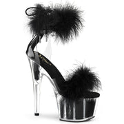 Pleaser ADORE-724F Platform Sandal (Clear-Black Fur/Black Fur)
