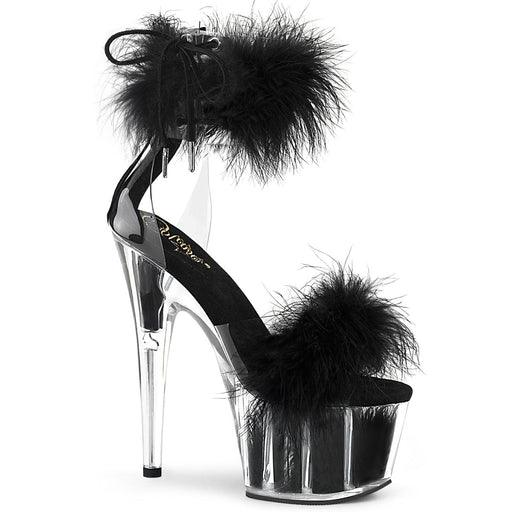 Pleaser ADORE-724F Platform Sandal (Clear-Black Fur/Black Fur)