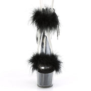 Pleaser ADORE-724F Platform Sandal (Clear-Black Fur/Black Fur)