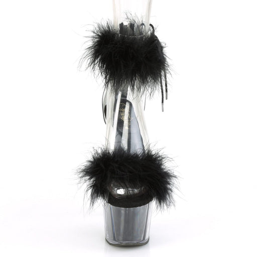 Pleaser ADORE-724F Platform Sandal (Clear-Black Fur/Black Fur)