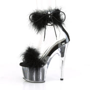 Pleaser ADORE-724F Platform Sandal (Clear-Black Fur/Black Fur)