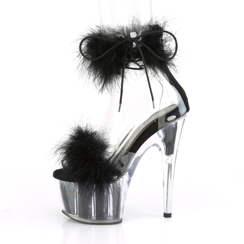 Pleaser ADORE-724F Platform Sandal (Clear-Black Fur/Black Fur)