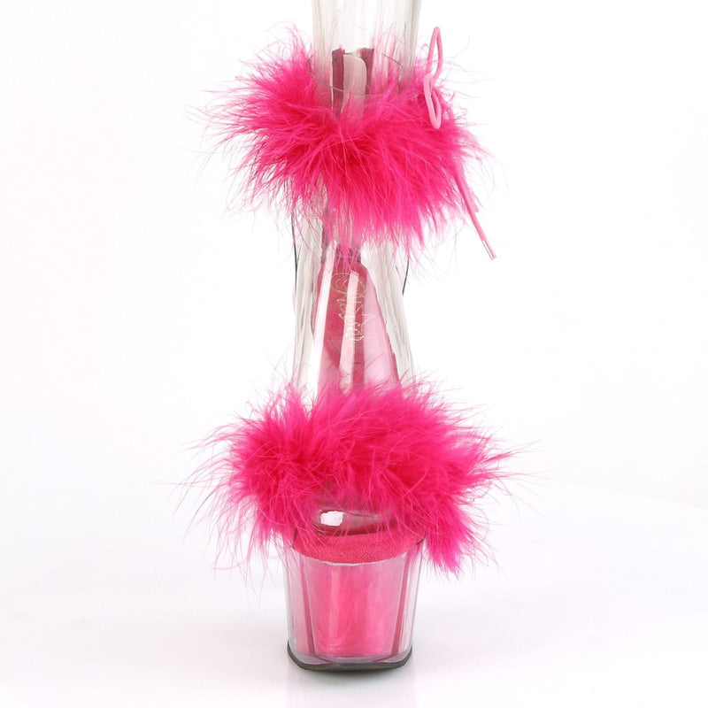 Pleaser ADORE-724F Platform Sandal (Clear-Hot Pink Fur/Hot Pink Fur)