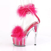 Pleaser ADORE-724F Platform Sandal (Clear-Hot Pink Fur/Hot Pink Fur)