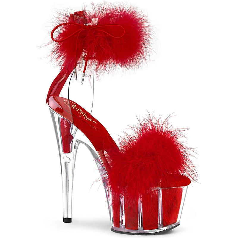 Pleaser ADORE-724F Platform Sandal (Clear-Red Fur/Red Fur)