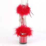 Pleaser ADORE-724F Platform Sandal (Clear-Red Fur/Red Fur)