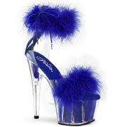 Pleaser ADORE-724F Platform Sandal (Clear-Royal Blue Fur/M)