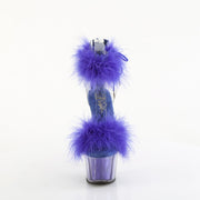 Pleaser ADORE-724F Platform Sandal (Clear-Royal Blue Fur/M)
