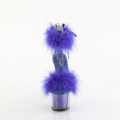Pleaser ADORE-724F Platform Sandal (Clear-Royal Blue Fur/M)