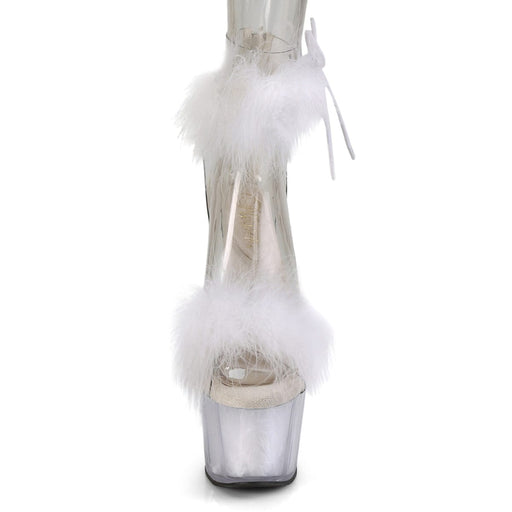 Pleaser ADORE-724F Platform Sandal (Clear-White Fur/White Fur)