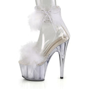 Pleaser ADORE-724F Platform Sandal (Clear-White Fur/White Fur)