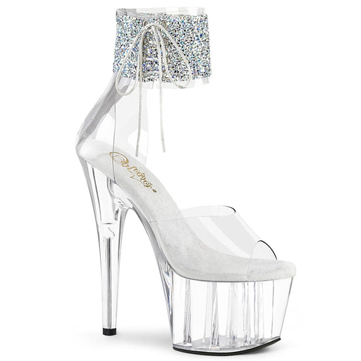 Pleaser ADORE-724RS-02 Platform Sandal (Clear-Silver Rhinestone/Clear)