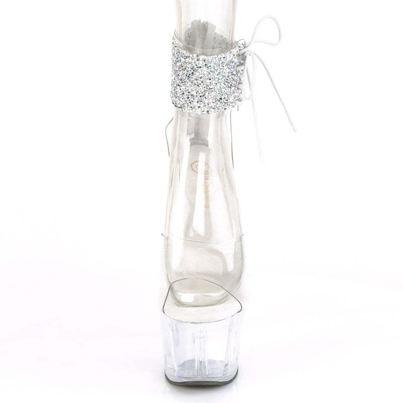 Pleaser ADORE-724RS-02 Platform Sandal (Clear-Silver Rhinestone/Clear)