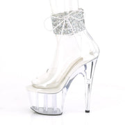 Pleaser ADORE-724RS-02 Platform Sandal (Clear-Silver Rhinestone/Clear)