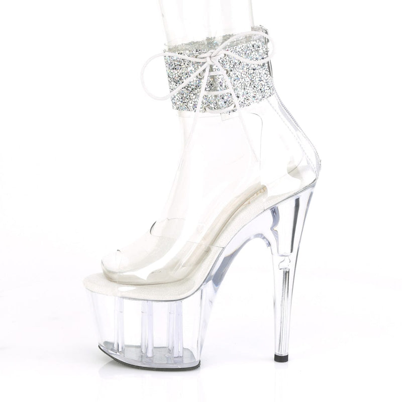 Pleaser ADORE-724RS-02 Platform Sandal (Clear-Silver Rhinestone/Clear)