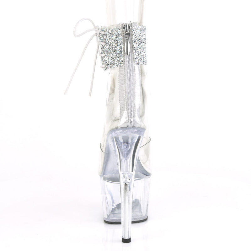 Pleaser ADORE-724RS-02 Platform Sandal (Clear-Silver Rhinestone/Clear)