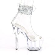 Pleaser ADORE-724RS-02 Platform Sandal (Clear-Silver Rhinestone/Clear)