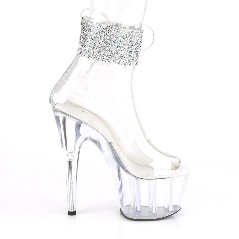 Pleaser ADORE-724RS-02 Platform Sandal (Clear-Silver Rhinestone/Clear)