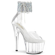 Pleaser ADORE-724RS-02 Platform Sandal (Clear-Silver Rhinestone/Clear)