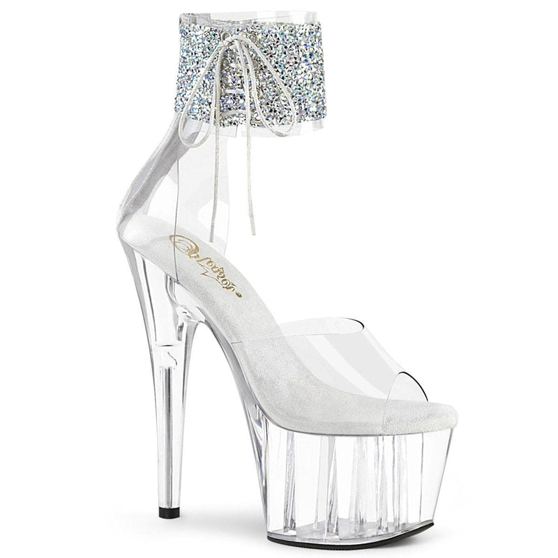 Pleaser ADORE-724RS-02 Platform Sandal (Clear-Silver Rhinestone/Clear)
