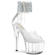 Pleaser ADORE-724RS-02 Platform Sandal (Clear-Silver Rhinestone/Clear)