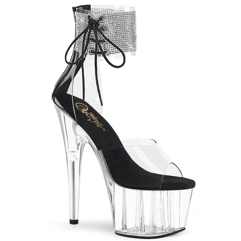 Pleaser ADORE-724RS Platform Sandal (Clear-Black/Clear)