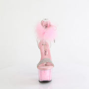 Pleaser ADORE-727F Platform Sandal (Clear-Baby Pink Fur/M)