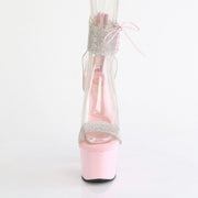 Pleaser ADORE-727RS Platform Sandal (Clear-Baby Pink/Baby Pink)