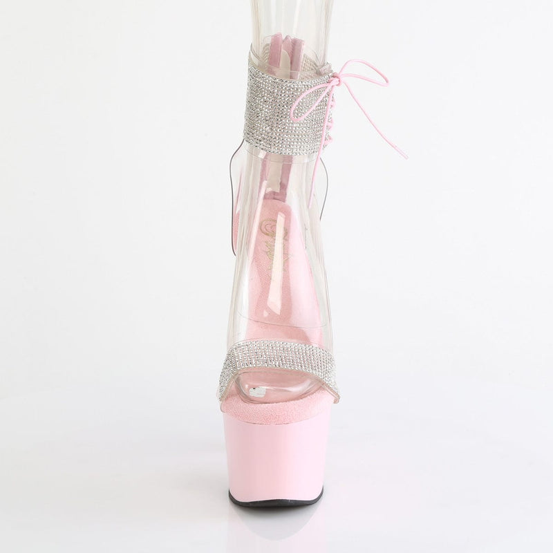 Pleaser ADORE-727RS Platform Sandal (Clear-Baby Pink/Baby Pink)