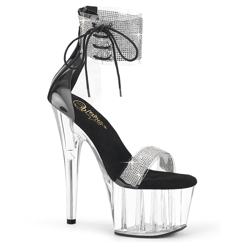 Pleaser ADORE-727RS Platform Sandal (Clear-Black/Clear)