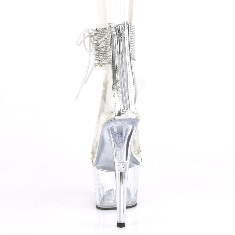 Pleaser ADORE-727RS Platform Sandal (Clear-Silver/Clear)