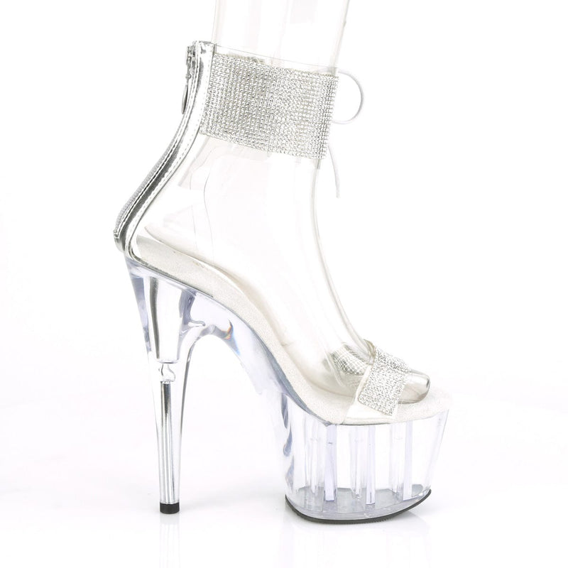 Pleaser ADORE-727RS Platform Sandal (Clear-Silver/Clear)