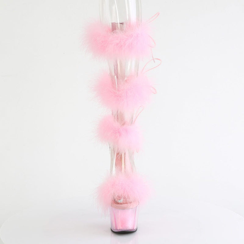 Pleaser ADORE-728F Platform Sandal (Clear-Baby Pink Fur/M)