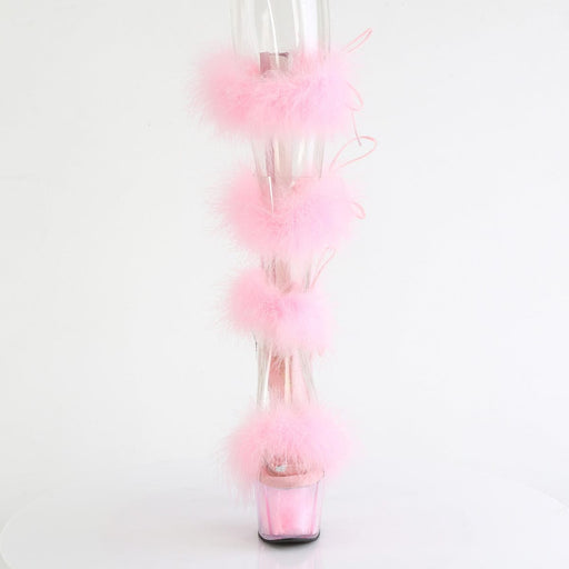 Pleaser ADORE-728F Platform Sandal (Clear-Baby Pink Fur/M)